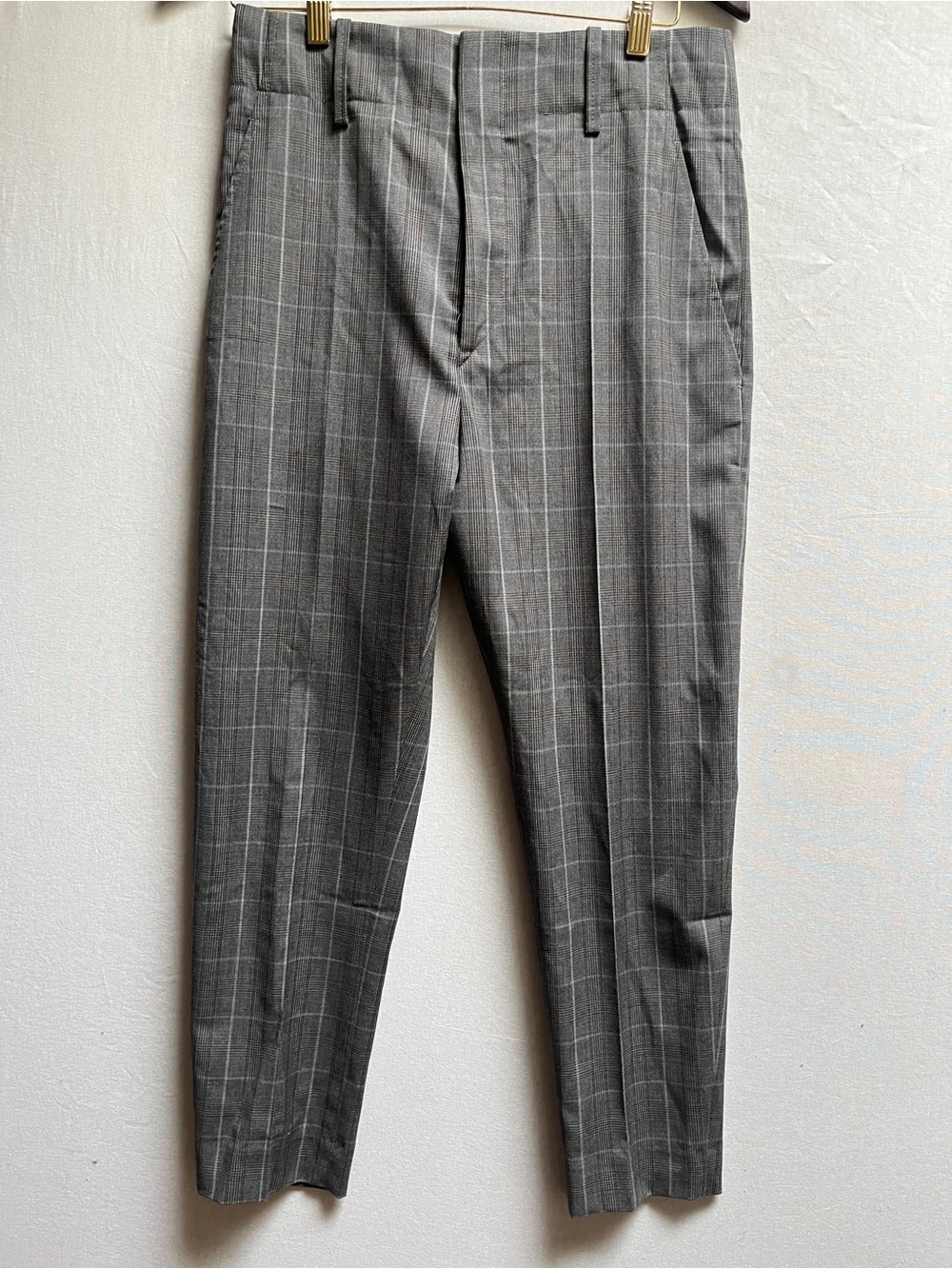 Étoile Isabel Marant Gray Windowpane Check Straight Leg Trousers SZ 38 - US 8
